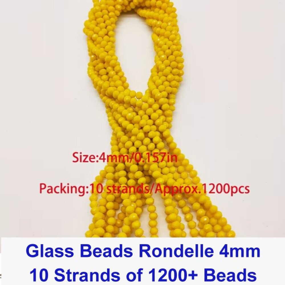 Solid 4mm Glass Beads - Glass Rondelle Beads  10 Strands  of 1200+